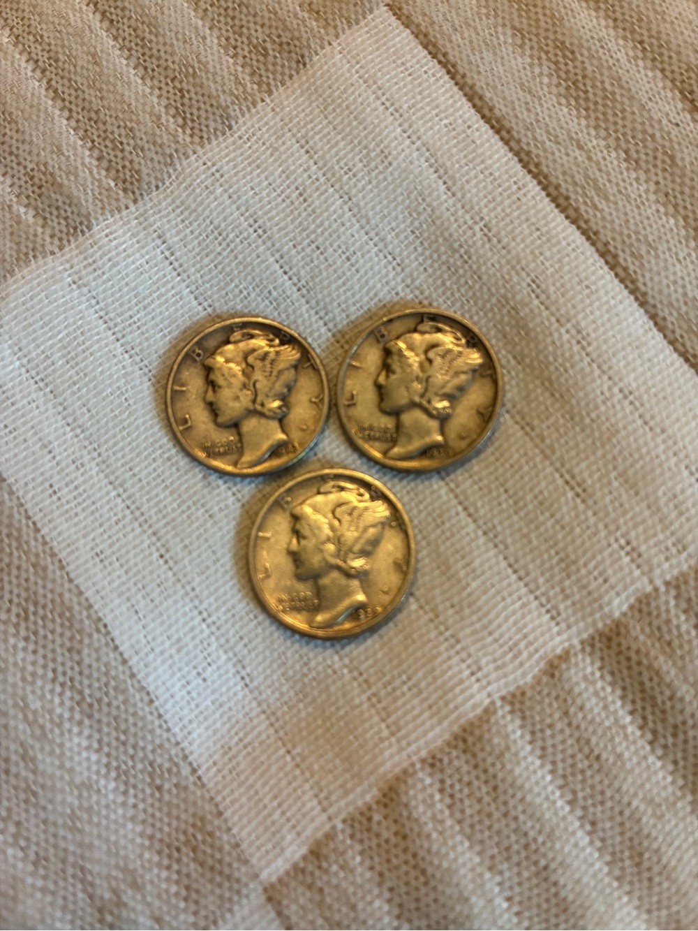 Three Mercury Dime Coins -  Collectible